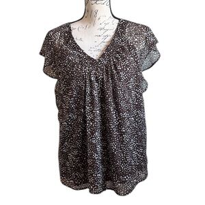 NWOT Loft Dotted Flutter V-Neck Top